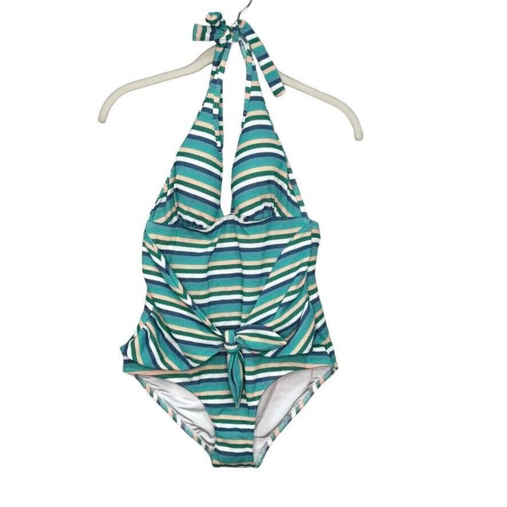 Striped Halter One-Piece Swimsuit
